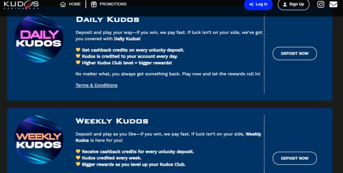 Kudos promociones: reembolso por pérdidas y sin depósito image 1
